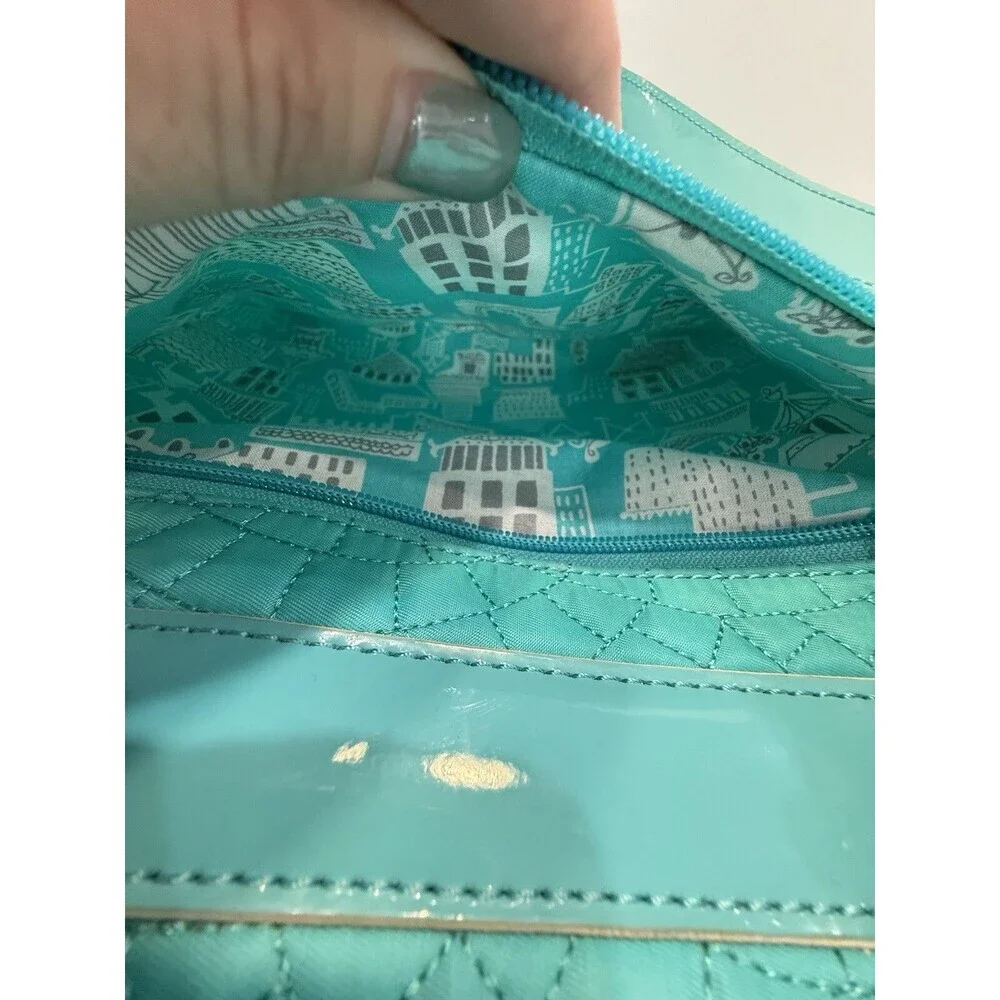 Vera Bradley Vera Tote Forever Green Teal Checkered Quilted Laptop Bistro Large